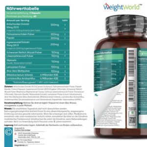 Detox Kur mit Artischocke, Mariendistel, Löwenzahn - 180 vegane Kapseln - WeightWorld